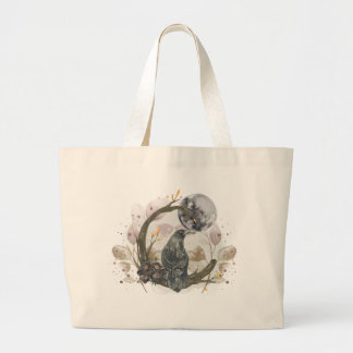 Watercolor Crow Large Tote Bag