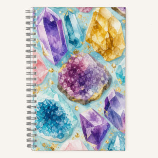 Watercolor Crystal Gemstone Notebook