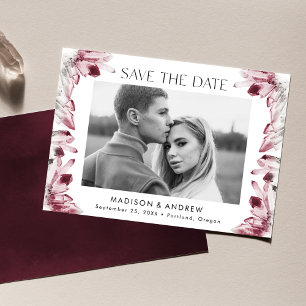Watercolor Crystals Burgundy Photo Save The Date