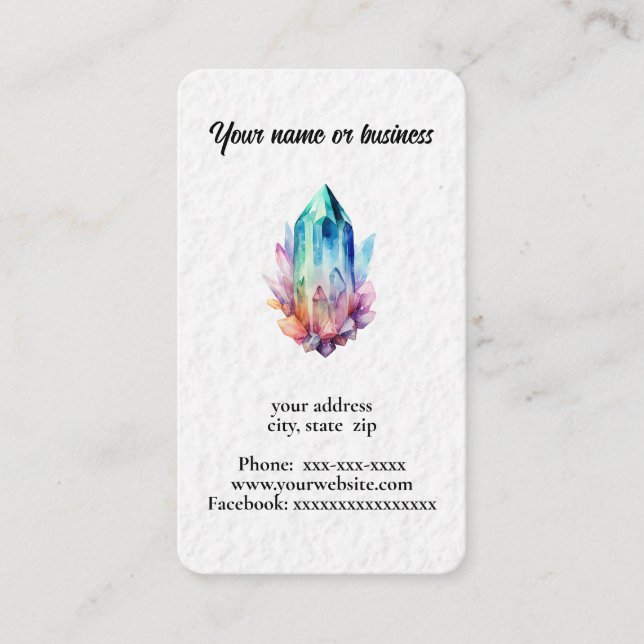 Watercolor crystals business card (Front)