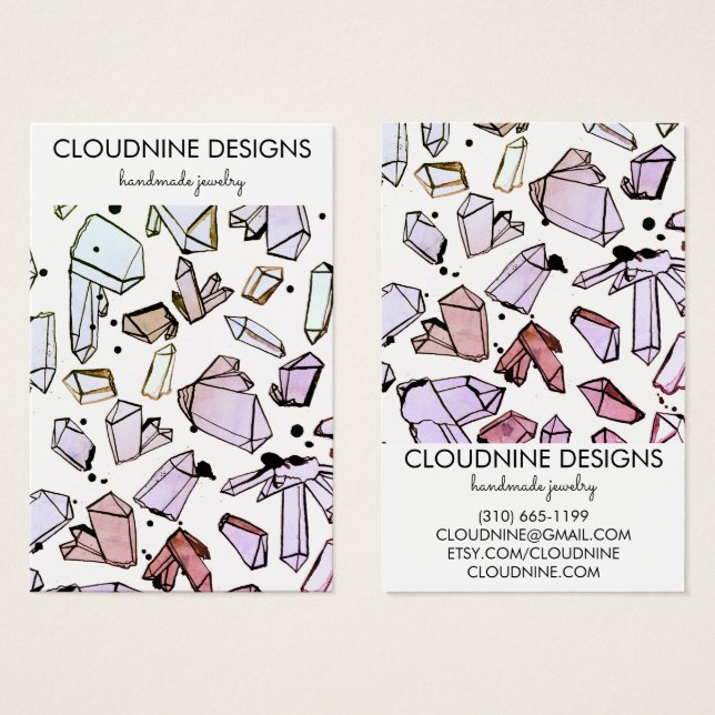 Watercolor Crystals Earring Jewellery Display Card (Front & Back)