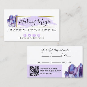 Watercolor Crystals & Gold Minimalist Appointment Business Card