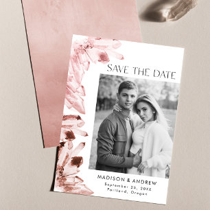 Watercolor Crystals Rose Quartz Photo Save The Date