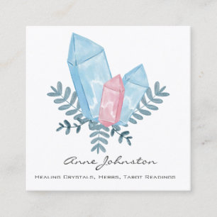 Watercolor Crystals Square Business Card