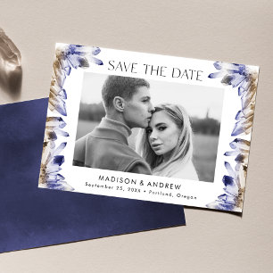 Watercolor Crystals Violet Purple Photo Save The Date