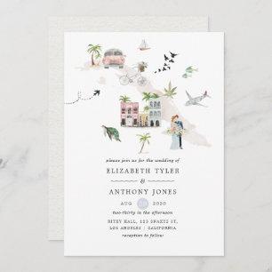 Watercolor Cuba Destination Wedding Invitation