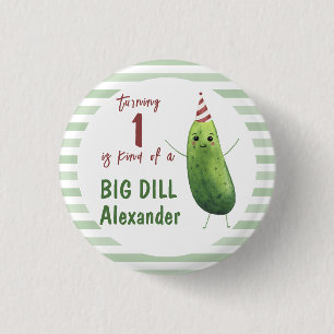 Watercolor Cucumber Big Dill Birthday Party 3 Cm Round Badge