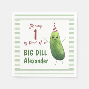 Watercolor Cucumber Big Dill Birthday Party Napkin