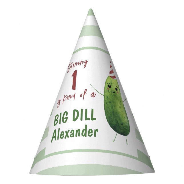 Watercolor Cucumber Big Dill Birthday Party Party Hat (Front)