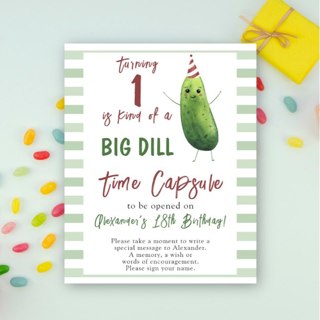 Watercolor Cucumber Time Capsule 1st birthday Poster (Creator Uploaded)