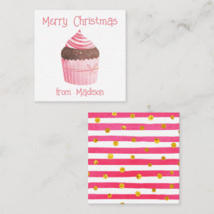 Watercolor Cupcake Christmas Gift Enclosure Cards