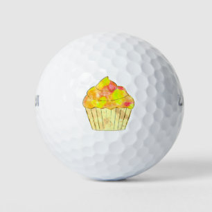 Watercolor Cupcake Painting Golf Balls