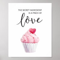 Watercolor Cupcake Pink Typography Quote Kitchen