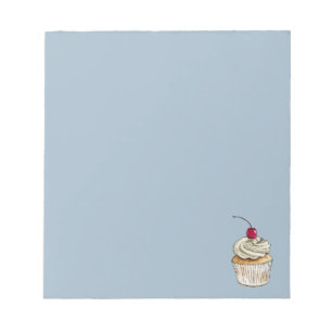 Watercolor Cupcake with Whipped Cream and Cherry Notepad