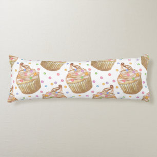 Watercolor cupcakes body cushion