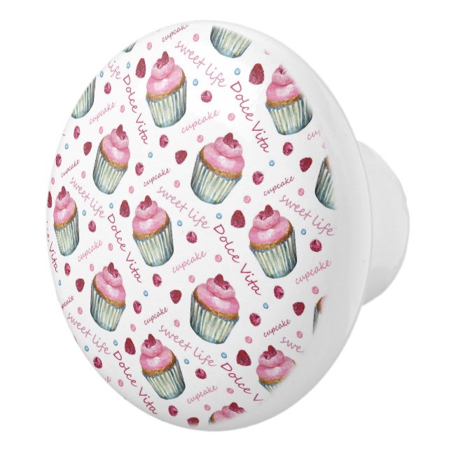 Watercolor cupcakes ceramic knob (Right)
