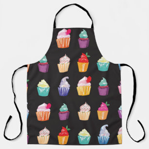 Watercolor Cupcakes: Charming Seamless Background Apron