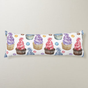 Watercolor cupcakes colourful body cushion