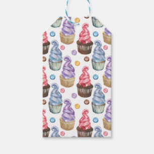 Watercolor cupcakes colourful gift tags