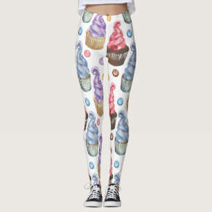 Watercolor cupcakes colourful leggings