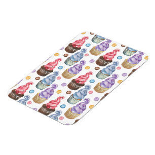 Watercolor cupcakes colourful magnet