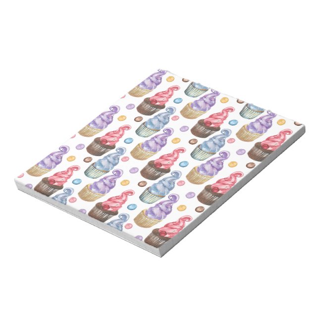 Watercolor cupcakes colourful notepad (Rotated)