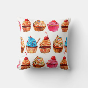 Watercolor Cupcakes Cushion