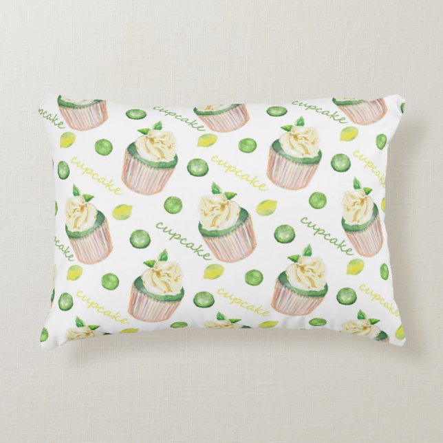 Watercolor cupcakes decorative cushion (Front)