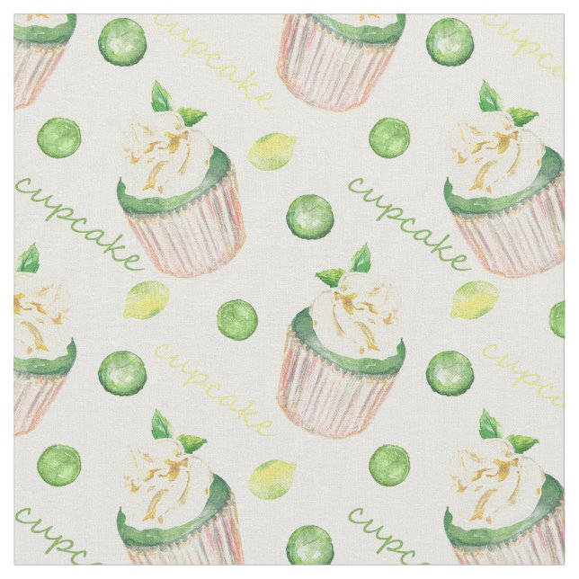 Watercolor cupcakes fabric (Close Up)