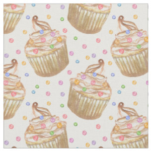 Watercolor cupcakes fabric
