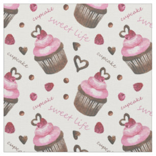 Watercolor cupcakes fabric