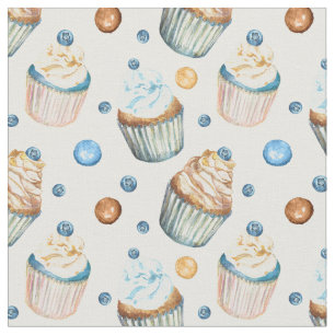 Watercolor cupcakes fabric