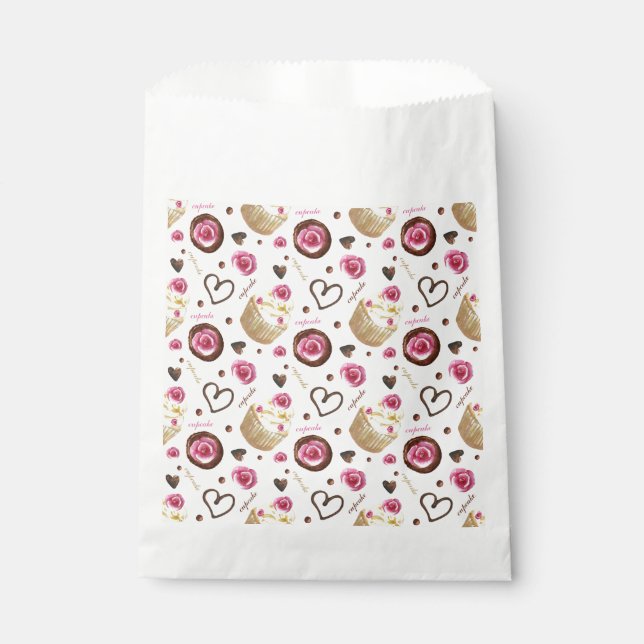 Watercolor cupcakes favour bag (Front)
