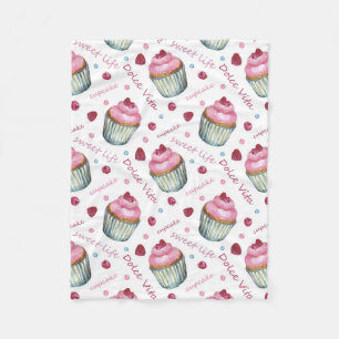 Watercolor cupcakes fleece blanket