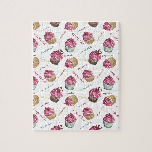 Watercolor cupcakes jigsaw puzzle (Vertical)