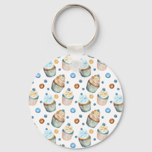 Watercolor cupcakes key ring