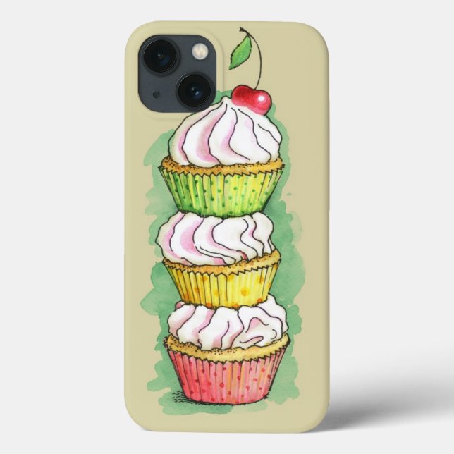 Watercolor cupcakes. Kitchen illustration. Case-Mate iPhone Case (Back)