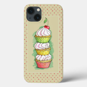 Watercolor cupcakes. Kitchen illustration. iPhone 13 Case