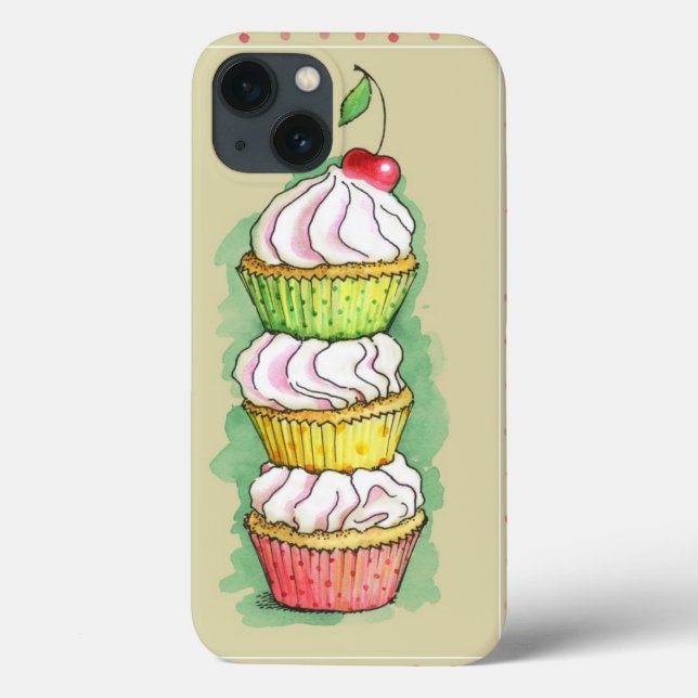 Watercolor cupcakes. Kitchen illustration. Case-Mate iPhone Case (Back)