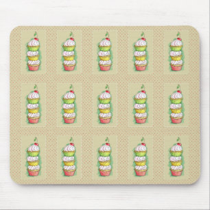 Watercolor cupcakes. Kitchen illustration. Mouse Pad
