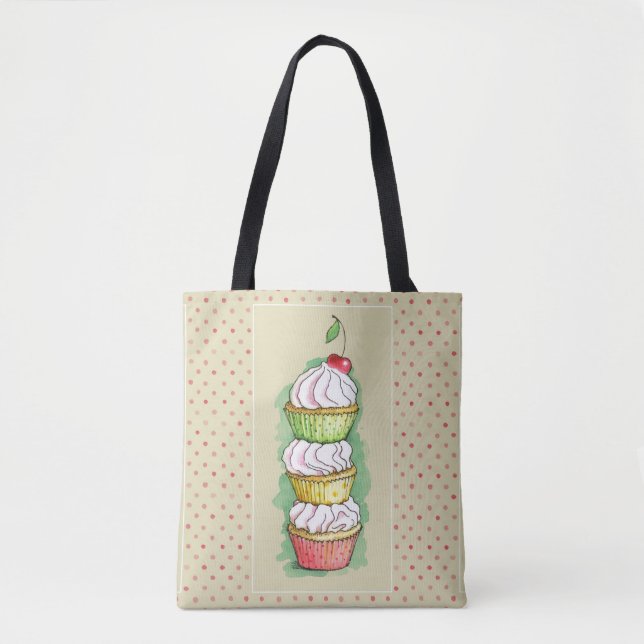 Watercolor cupcakes. Kitchen illustration. Tote Bag (Front)