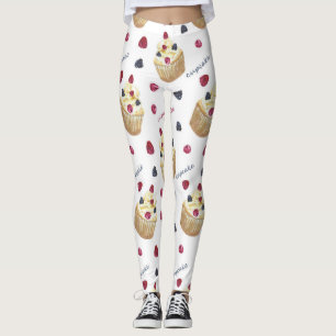 Watercolor cupcakes leggings