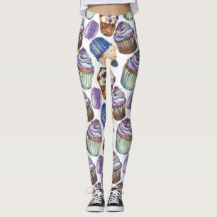 Watercolor cupcakes leggings
