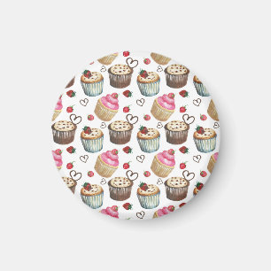 Watercolor cupcakes magnet