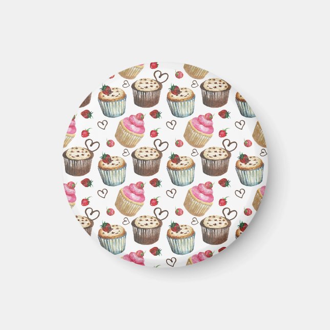 Watercolor cupcakes magnet (Front)
