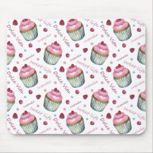 Watercolor cupcakes mouse pad