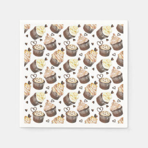 Watercolor cupcakes napkin