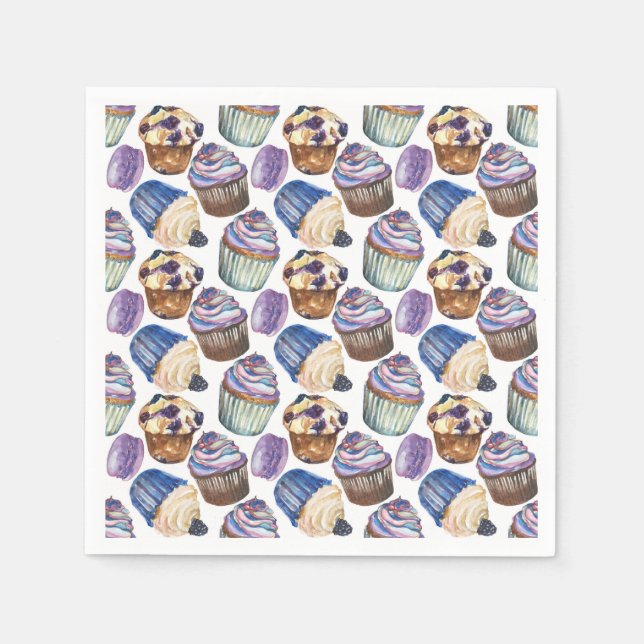 Watercolor cupcakes napkin (Front)