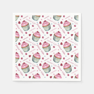Watercolor cupcakes napkin