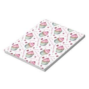 Watercolor cupcakes notepad